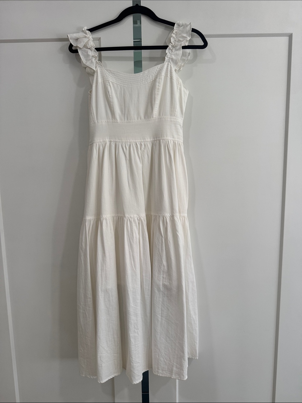 Woman’s White Ruffle Strap Cotton Sundress (never worn)